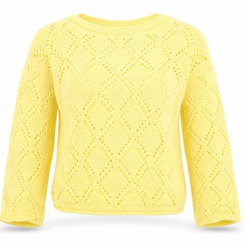 Marks & Spencer Women Yellow M Cable Knit Diamond Jumper