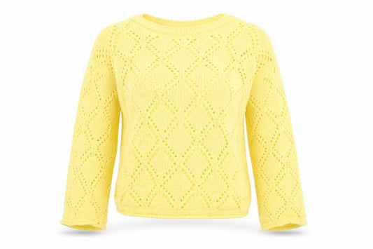 Marks & Spencer Women Yellow M Cable Knit Diamond Jumper