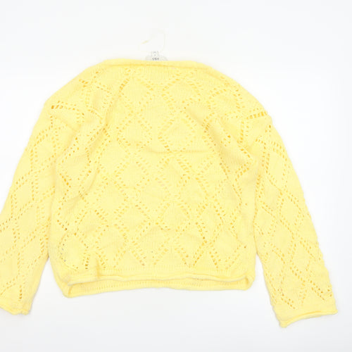 Marks & Spencer Women Yellow M Cable Knit Diamond Jumper