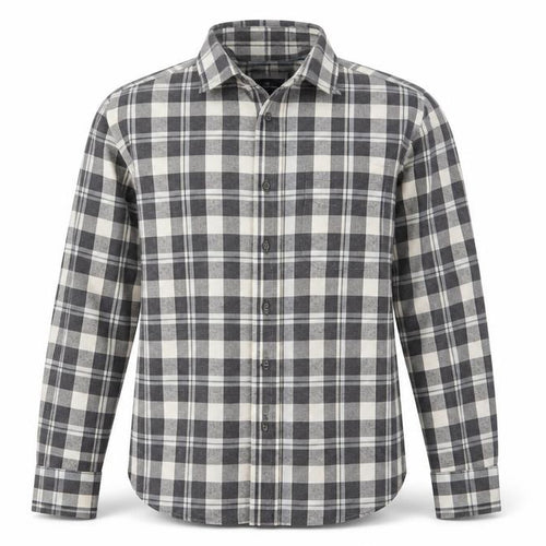 M&S Blue Harbour Men Grey Check Brushed Cotton Shirt Small Regular Fit