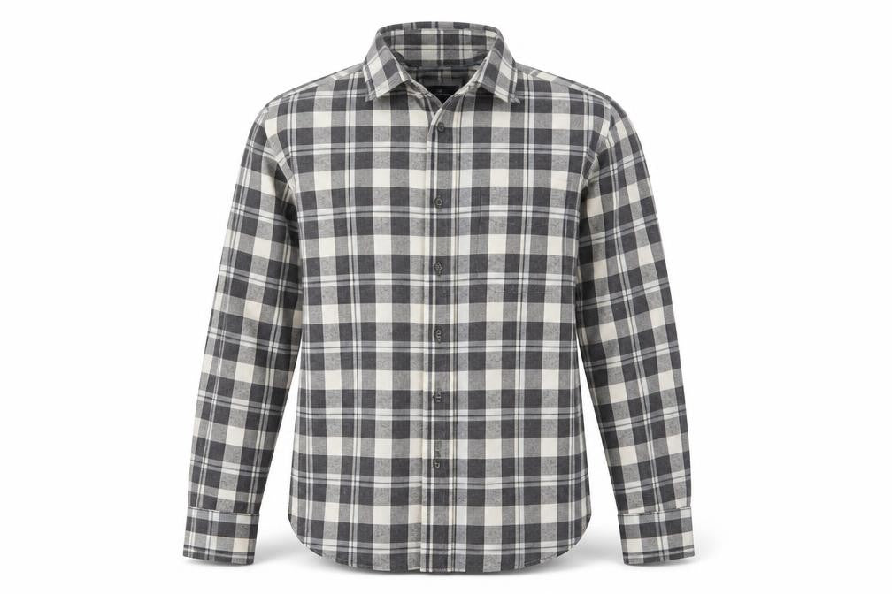 M&S Blue Harbour Men Grey Check Brushed Cotton Shirt Small Regular Fit