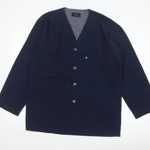 Pierre Cardin Men’s Blue M V-Neck Button-Up Casual Shirt Jacket