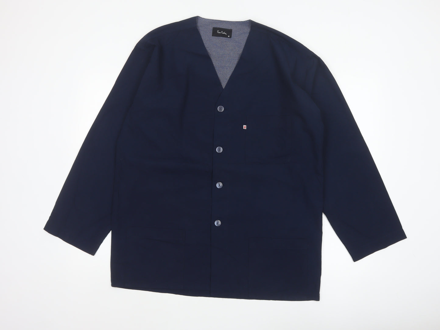 Pierre Cardin Men’s Blue M V-Neck Button-Up Casual Shirt Jacket