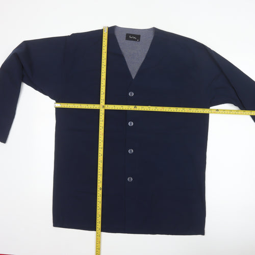 Pierre Cardin Men’s Blue M V-Neck Button-Up Casual Shirt Jacket