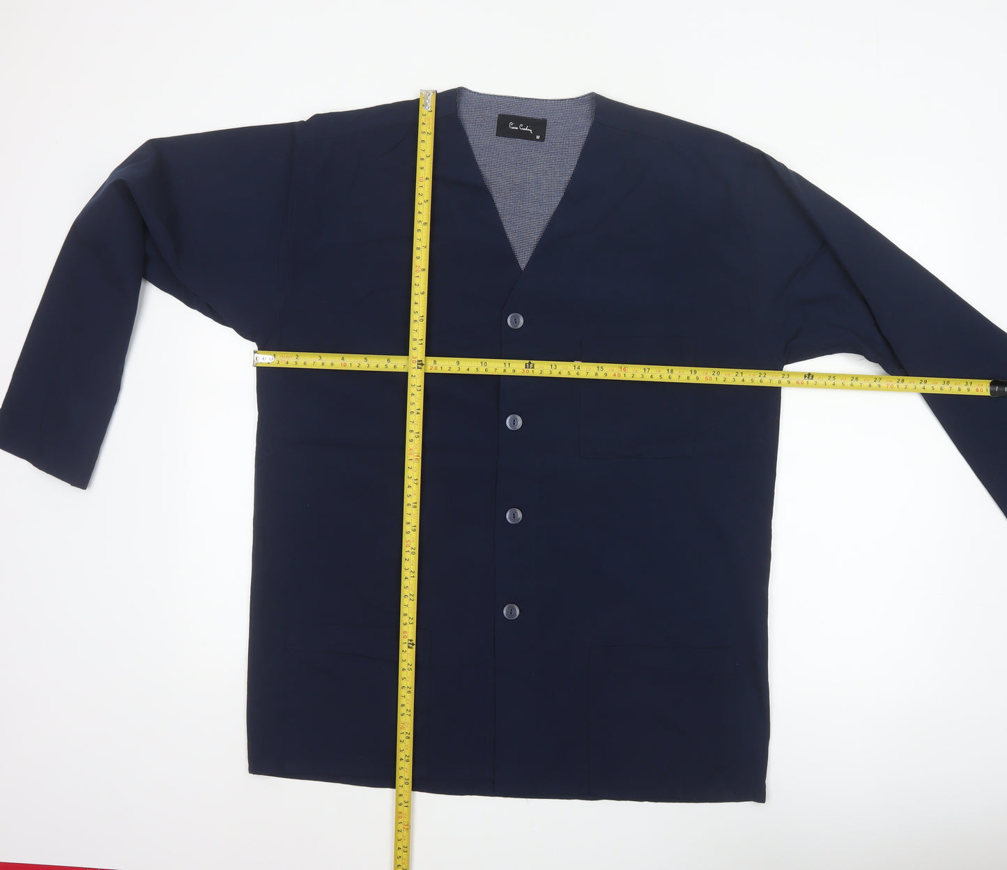 Pierre Cardin Men’s Blue M V-Neck Button-Up Casual Shirt Jacket