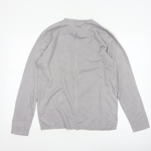Paramour Women Grey M Floral Embroidered V-Neck Knit Cardigan