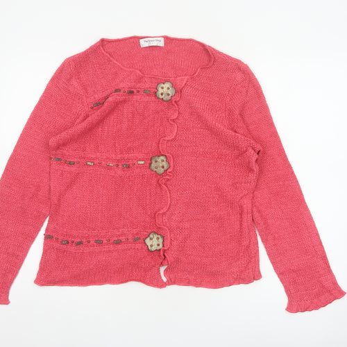 The Stock Shop Women’s Pink L Knit Button Cardigan Long Sleeve