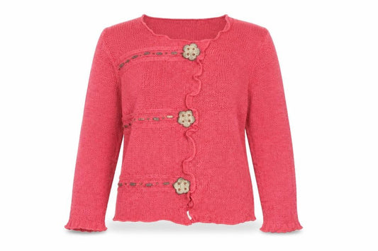 The Stock Shop Women’s Pink L Knit Button Cardigan Long Sleeve
