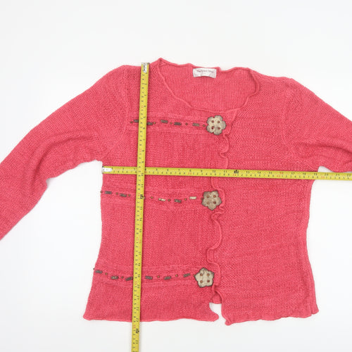 The Stock Shop Women’s Pink L Knit Button Cardigan Long Sleeve