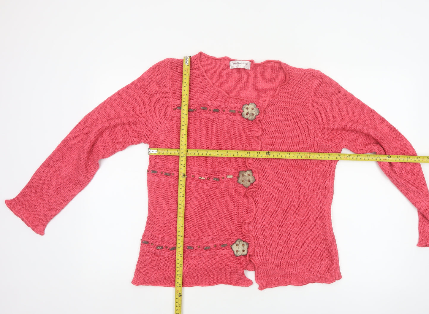 The Stock Shop Women’s Pink L Knit Button Cardigan Long Sleeve