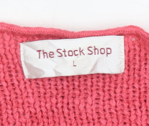 The Stock Shop Women’s Pink L Knit Button Cardigan Long Sleeve