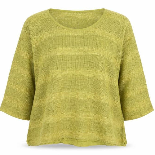 Masai Women Green L Open Knit Scoop Neck 3/4 Sleeve Jumper