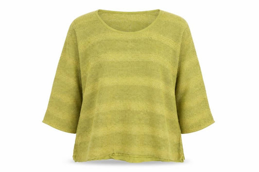 Masai Women Green L Open Knit Scoop Neck 3/4 Sleeve Jumper