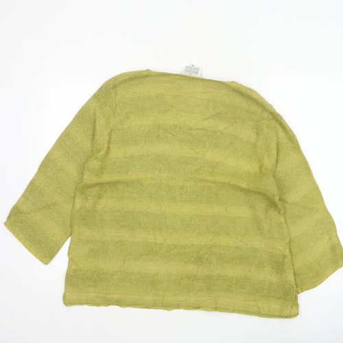 Masai Women Green L Open Knit Scoop Neck 3/4 Sleeve Jumper