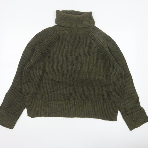 Nobody's Child Women Green M Chunky Knit Roll Neck Pullover Jumper