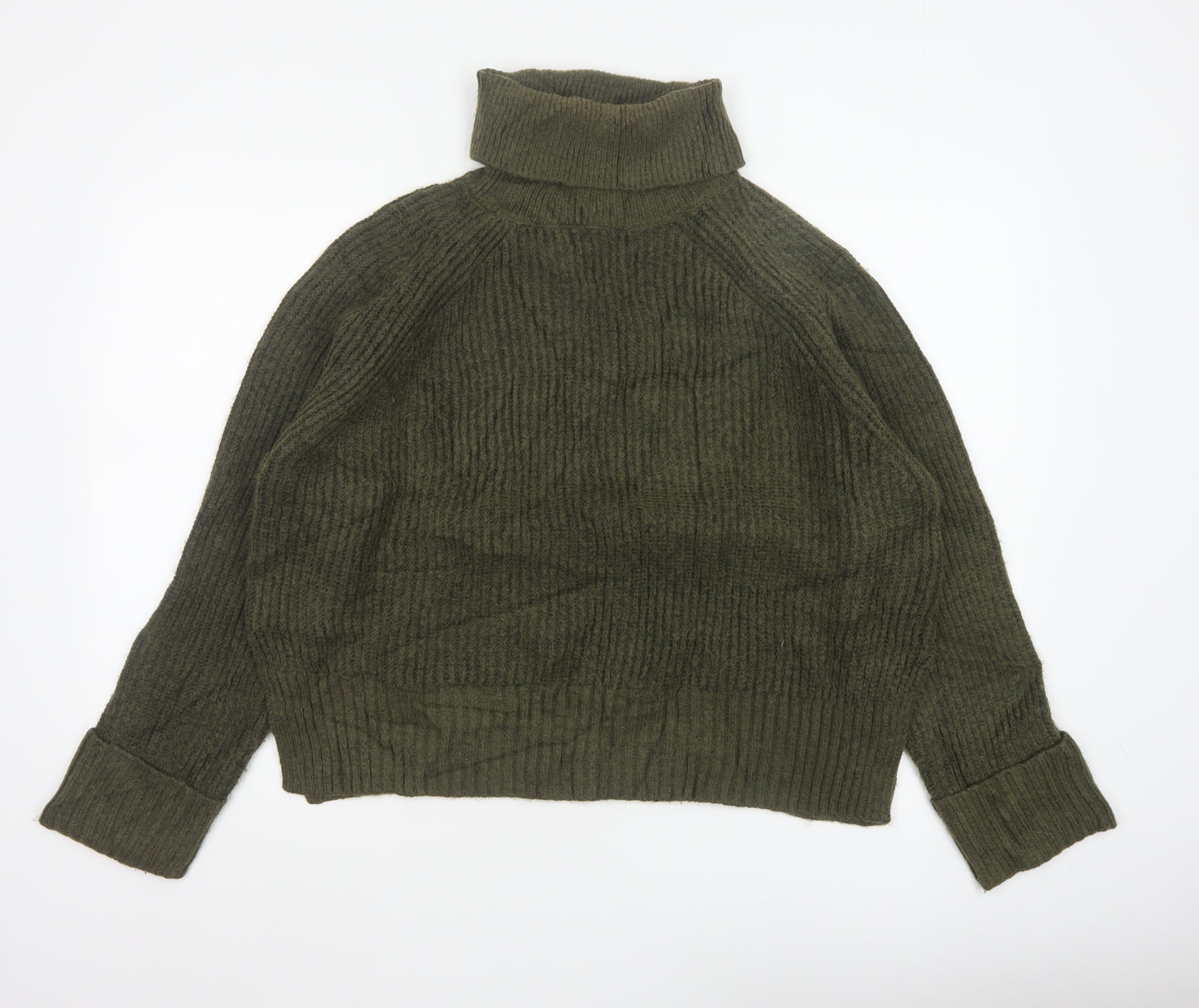Nobody's Child Women Green M Chunky Knit Roll Neck Pullover Jumper