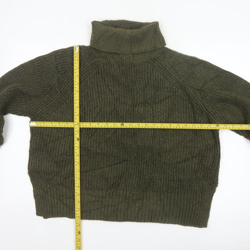 Nobody's Child Women Green M Chunky Knit Roll Neck Pullover Jumper