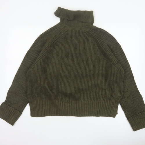 Nobody's Child Women Green M Chunky Knit Roll Neck Pullover Jumper