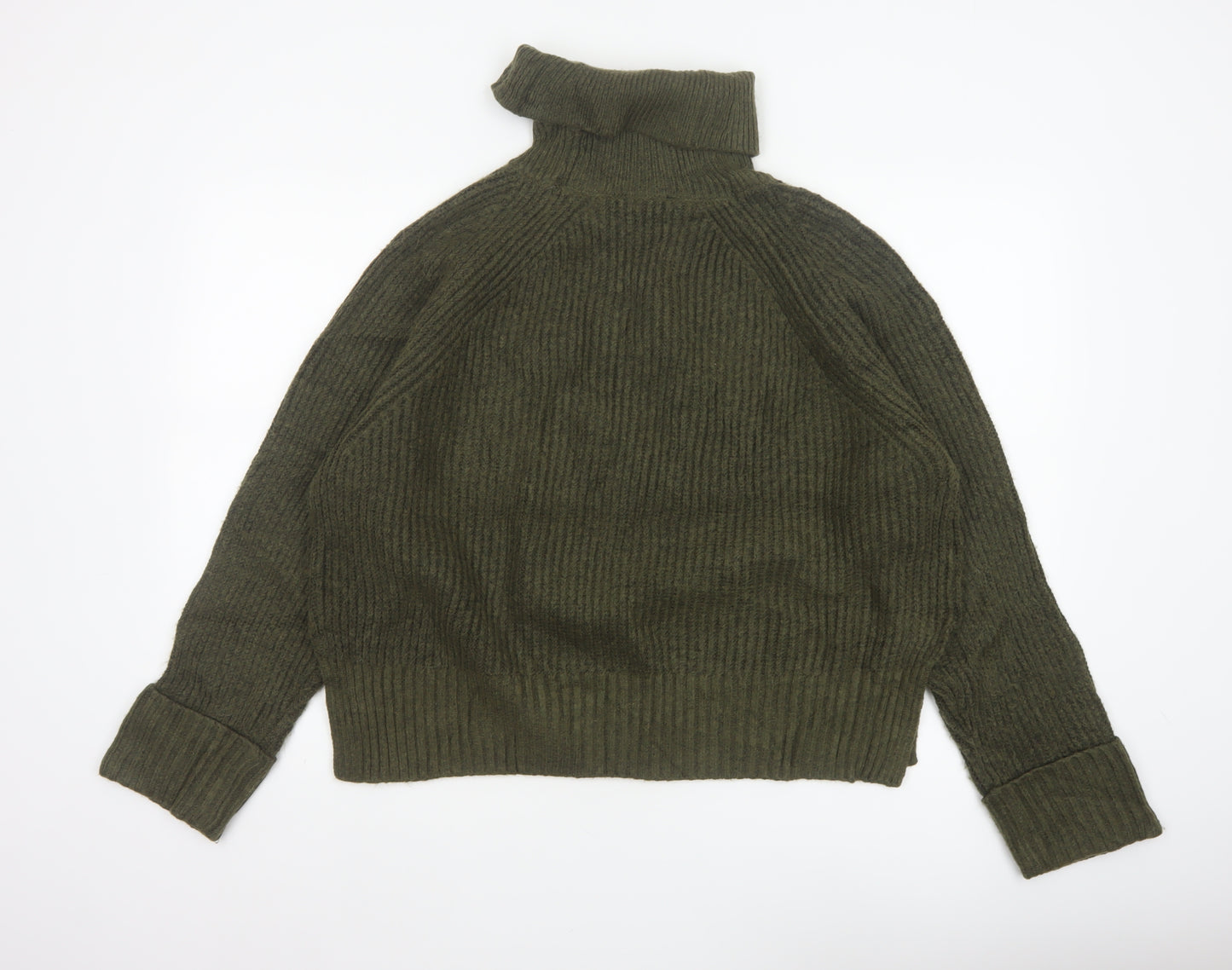 Nobody's Child Women Green M Chunky Knit Roll Neck Pullover Jumper