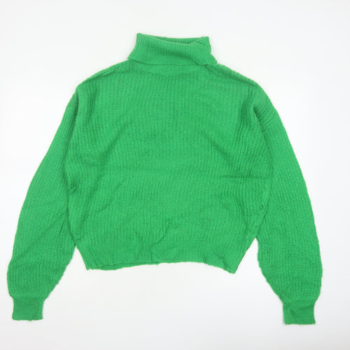 Threadbare Women Green UK 8 Roll Neck Chunky Knit Jumper