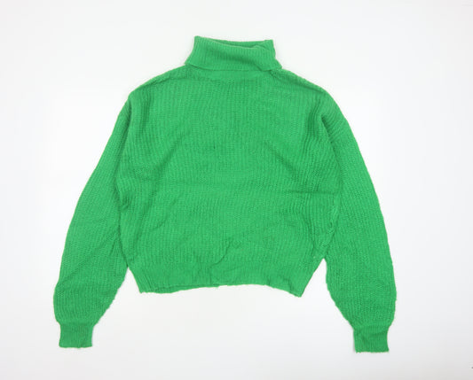 Threadbare Women Green UK 8 Roll Neck Chunky Knit Jumper