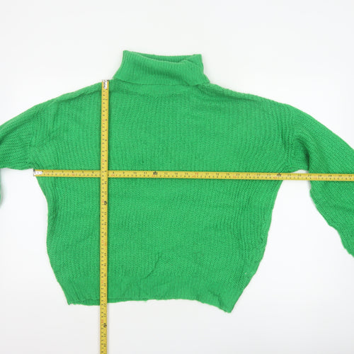 Threadbare Women Green UK 8 Roll Neck Chunky Knit Jumper