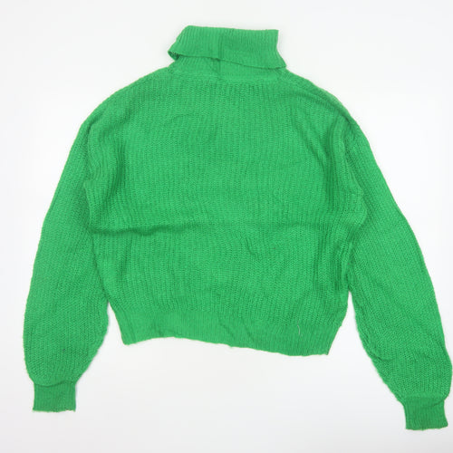Threadbare Women Green UK 8 Roll Neck Chunky Knit Jumper
