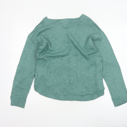 Fat Face Women’s Green UK 8 Textured Knit Button Side Jumper