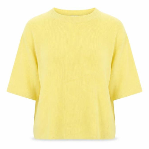 Autograph Women's Yellow M Merino Cashmere Rib Knit Short Sleeve Jumper