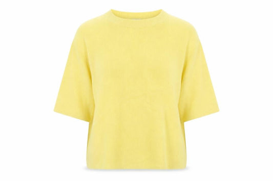 Autograph Women's Yellow M Merino Cashmere Rib Knit Short Sleeve Jumper