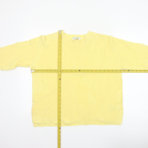 Autograph Women's Yellow M Merino Cashmere Rib Knit Short Sleeve Jumper