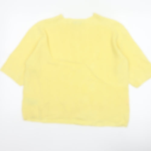 Autograph Women's Yellow M Merino Cashmere Rib Knit Short Sleeve Jumper