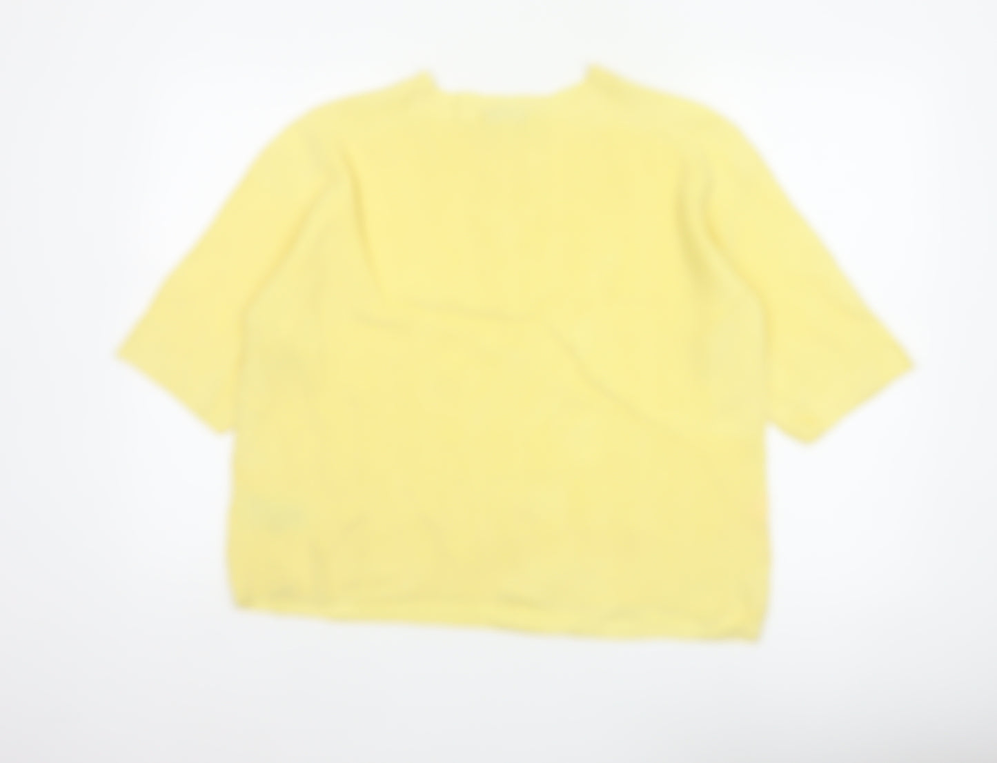 Autograph Women's Yellow M Merino Cashmere Rib Knit Short Sleeve Jumper