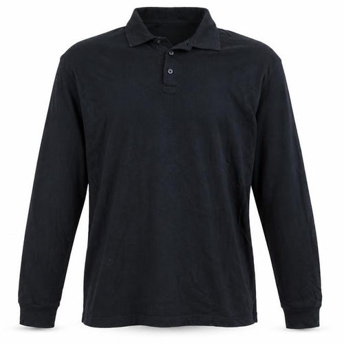Zara Men’s Black L Long Sleeve Cotton Polo Shirt Collared Button Casual