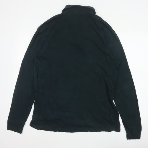 Zara Men’s Black L Long Sleeve Cotton Polo Shirt Collared Button Casual