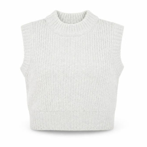 Collusion Women Grey UK 10 Ribbed High Neck Knit Tank Top