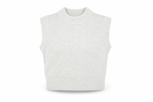 Collusion Women Grey UK 10 Ribbed High Neck Knit Tank Top