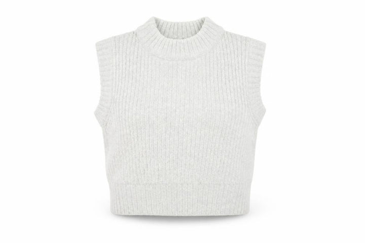 Collusion Women Grey UK 10 Ribbed High Neck Knit Tank Top
