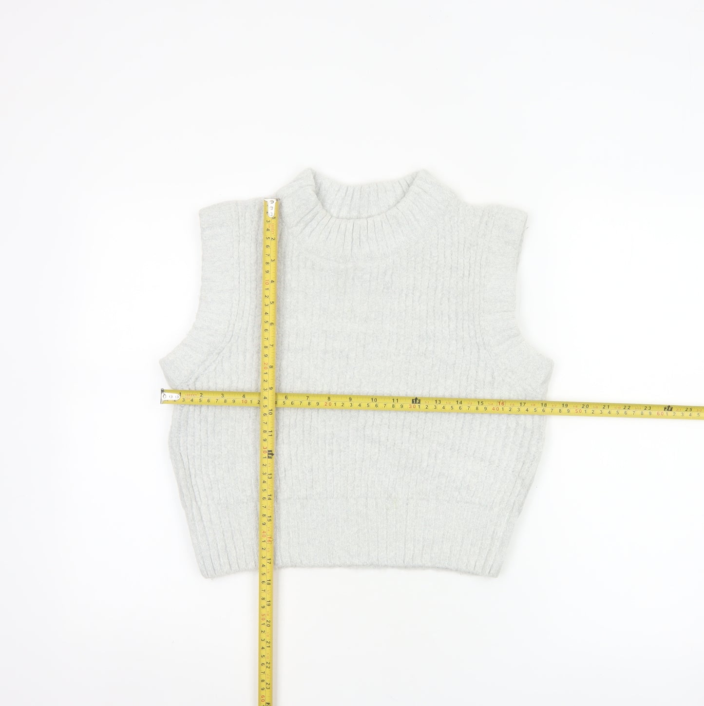 Collusion Women Grey UK 10 Ribbed High Neck Knit Tank Top