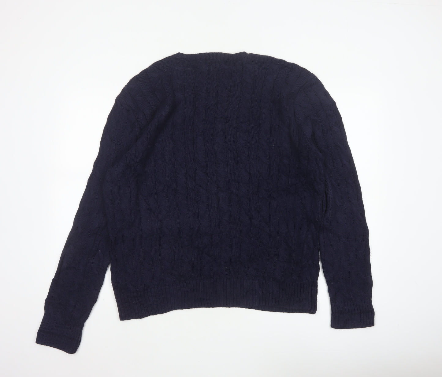 Polo Ralph Lauren Men’s Blue L Cable Knit Cotton Crew Neck Jumper