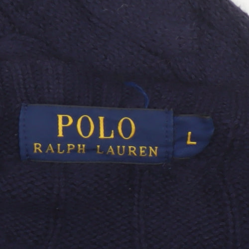 Polo Ralph Lauren Men’s Blue L Cable Knit Cotton Crew Neck Jumper
