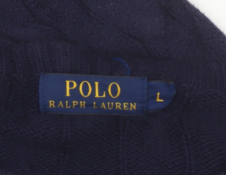 Polo Ralph Lauren Men’s Blue L Cable Knit Cotton Crew Neck Jumper
