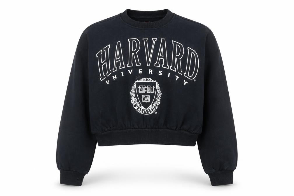 Marks and Spencer Girls Black Harvard Logo Sweatshirt 10-11 Years Pullover