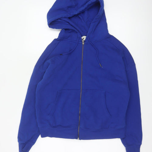 Next Men Blue M Full Zip Hooded Fleece Hoodie Drawstring Pockets