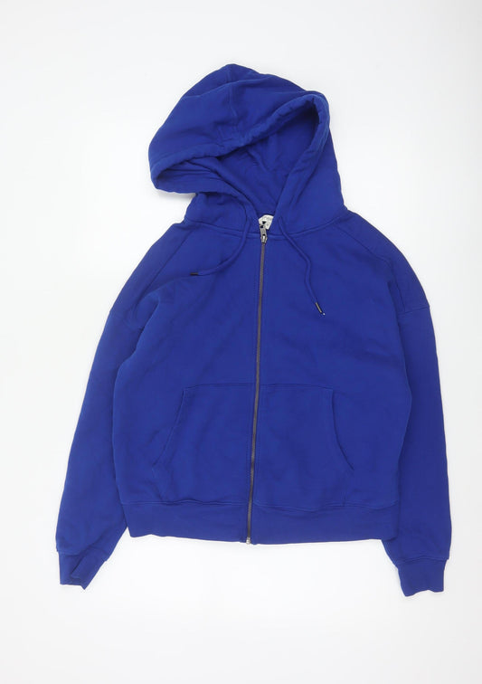 Next Men Blue M Full Zip Hooded Fleece Hoodie Drawstring Pockets