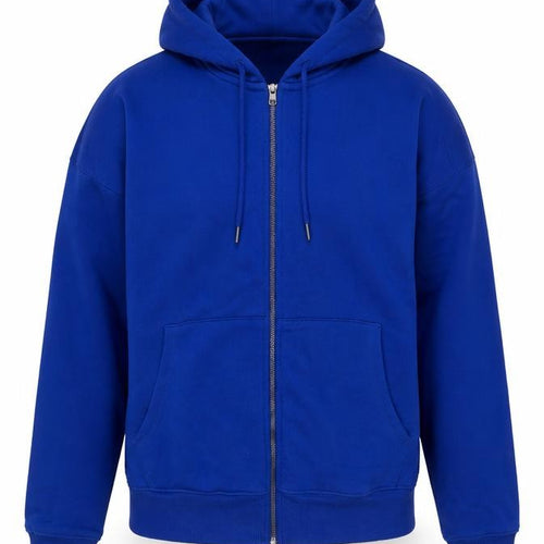 Next Men Blue M Full Zip Hooded Fleece Hoodie Drawstring Pockets