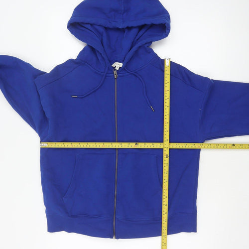 Next Men Blue M Full Zip Hooded Fleece Hoodie Drawstring Pockets