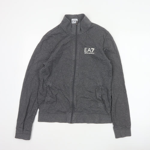 EA7 Emporio Armani Men Grey M Full Zip Logo Track Jacket
