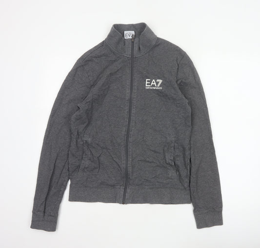 EA7 Emporio Armani Men Grey M Full Zip Logo Track Jacket