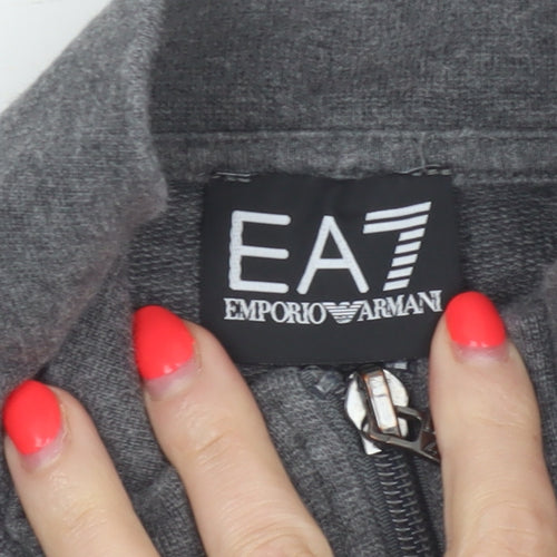 EA7 Emporio Armani Men Grey M Full Zip Logo Track Jacket